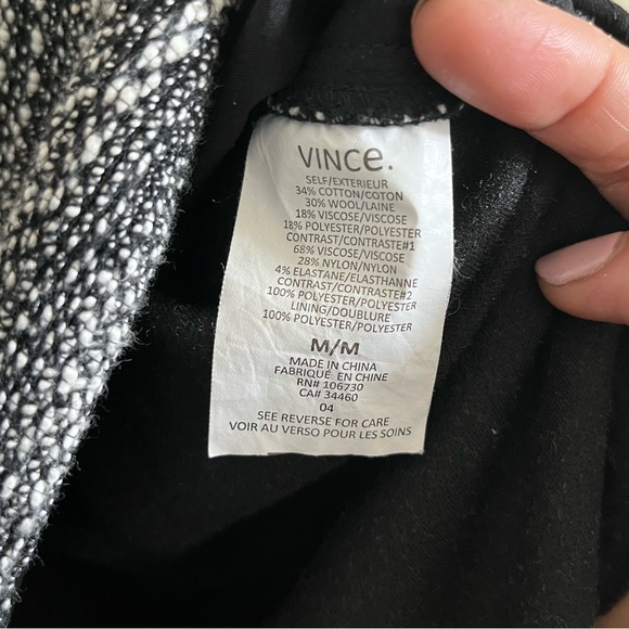 Vince Boxy cut Short-sleeve Knit Top Size M Grey/Black Cotton/wool Tweed - Picture 10 of 10